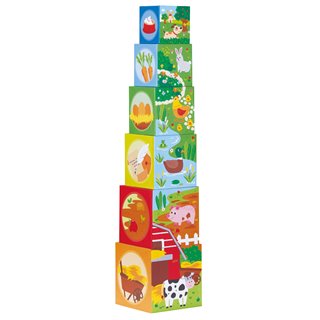 Lelin Toys - Stacking Cubes-6 Friends in Farm